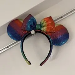 レインボーカラー ミニーマウス風カチューシャ
