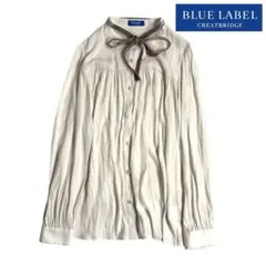 美品 ブルーレーベルクレストブリッジ チェックリボン ボウタイブラウス 38