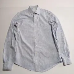 C785　ブルックスブラザーズ　長袖シャツ　水色　チェック柄 M