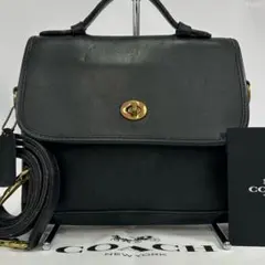 【美品】オールドコーチ 9870 2way ハンドバッグ レザー 斜め掛け 黒