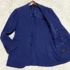 【美品✨】RING JACKET 三者混 麻 絹 テーラードジャケット 青 44のサムネイル