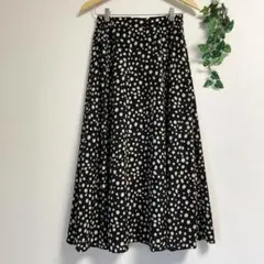 黒 アニマル柄 ロングスカート フレアスカート