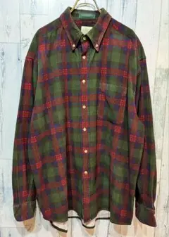 G.H BASS&co チェックコーデュロイプリント ボタンダウンシャツ Lのサムネイル
