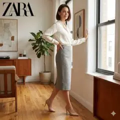 【美品】ZARA ザラ ニット タイトスカート M 膝下 ミディ トルコ製
