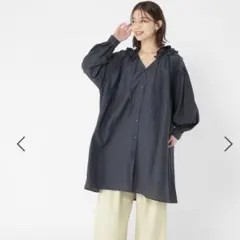 お値下げ✴︎studio CLIP フリルカラーチュニック丈ワンピース ネイビー