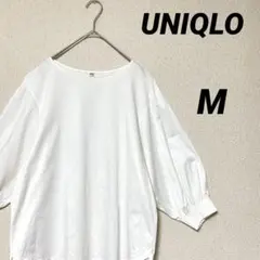 美品 UNIQLO ユニクロ 七分丈 カットソー Tシャツ トップス Mホワイト