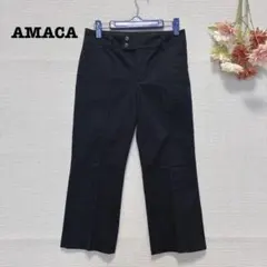 s.337【アマカ】7分裾 カジュアルパンツ 春夏◎ ブラック S シンプルのサムネイル
