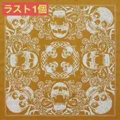 スカルプリント　バンダナ　ヴィンテージ風　アメリカンデザイン　スカル　イエロー