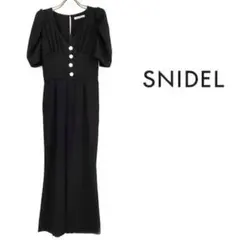 SNIDEL スナイデル ハーフスリーブオールインワン ブラックのサムネイル