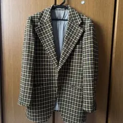 ツイード チェック コート 英国風 クラシック 秋冬 美品