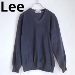 リー　スウェット　フリース　Vネック　ヴィンテージ　無地　トップス　ネイビー　M