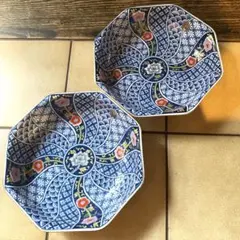 有田焼 仁祥窯 八角皿 22.5cm 金彩 菊文様 色絵 中皿 2枚セットのサムネイル