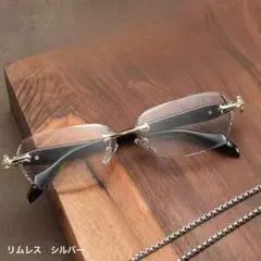 伊達メガネシルバーサングラス リムレス縁無し韓国 ストリートy2k HIPHOP