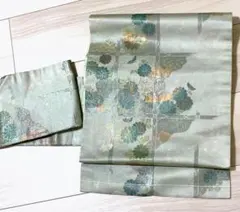 ターコイズお任せ帯つき◆◆最高級ポリエステル絽浴衣◆涼しげ薄水色雪輪モダン浴衣◆ ターコイズお任せ帯つき◇◇最高級ポリエステル絽浴衣◇涼しげ薄水色