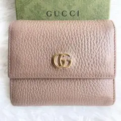 希少デザイン✨美品✨グッチ 三つ折り財布 GGマーモント ダブルホック