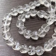 bk713/SALE！ガラスビーズ◇多面カット　ハート形　クリア　1連