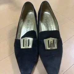 年代物希少品　Yves Saint Laurent スエード パンプス ブラックのサムネイル