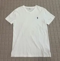 極美　ラルフローレン　Tシャツ　白TシャツVネック　レディースM