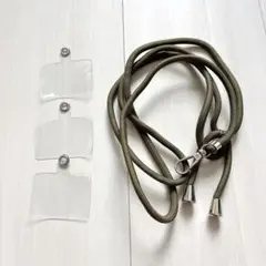 スマホストラップ オリーブグリーン 透明タグパッチ3枚入り