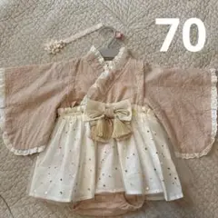 バースデイ　ベビー袴ロンパス 70cm　Cottoli (ヘアバンド付き)