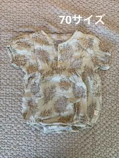 花柄　くすみカラー　テータテートロンパース