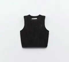 ZARA クロップド丈 ニット ノースリーブ ブラック
