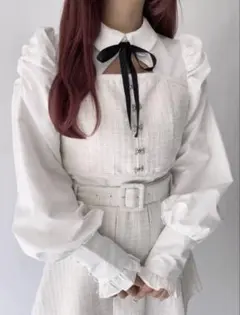 bubbles セットアップ ツイードビスチェブラウス×ボックスプリーツスカパン