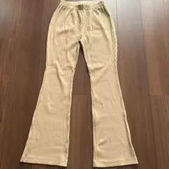 リブ編み リブニットパンツ フレアパンツ ベージュ サイズ1