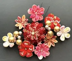 No.100 つまみ細工　髪飾り（11点セット）値下げ