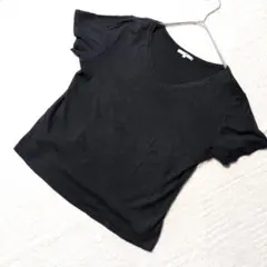 【23区】オンワード樫山 Vネック 半袖Tシャツ ブラック 綿100%サイズ46のサムネイル
