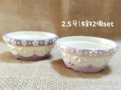 ☆2.5号浅鉢2個set☆多肉植物☆小さな寄せ植え☆パープル☆リメイク鉢☆リメ鉢
