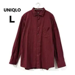 ユニクロ フランネルチェックシャツ メンズ 赤黒 Lサイズ