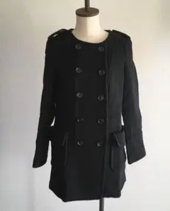 MACPHEE マカフィー ノーカラーコート ウール  黒  トゥモローランド