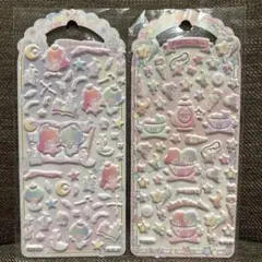 ⑨サンリオ ぷっくり立体ステッカー リトルツインスターズ キキ＆ララ 2枚セット