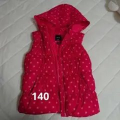 GapKids ダウンベスト 140 ピンク 水玉模様