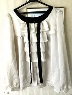 大きいサイズ　ボウタイ　シフォンブラウス