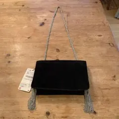 ZARA 黒 スエード フリンジ ショルダーバッグ
