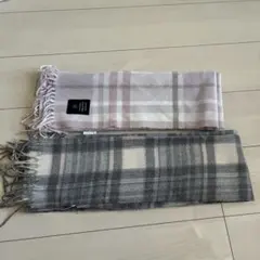 チェック柄マフラー ピンク グレー　2点セット