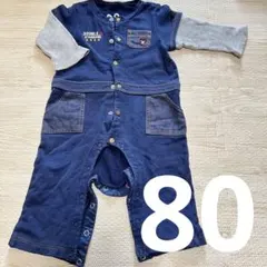 ミキハウス ダブルビー デニム風 カバーオール 80cm