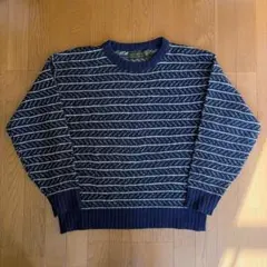 80s Eddie Bauer ニット usa製 バーズアイ 黒タグ ウール