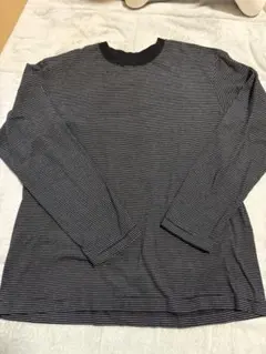 b*n様 無印良品 MUJI ボーダー 長袖Tシャツ Lサイズ ブラック系（また