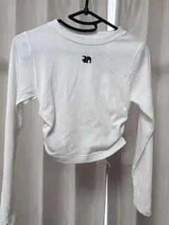 ホワイト 長袖 クロップド Tシャツ