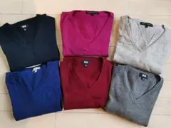 【希少カラー6点セット】ユニクロ メリノウール Vネックセーター S