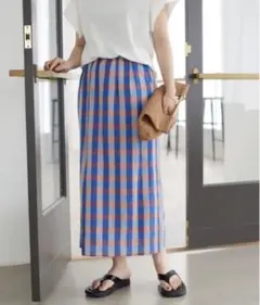 【SLOBE IENA】ギンガムチェックリラックスアイラインスカート