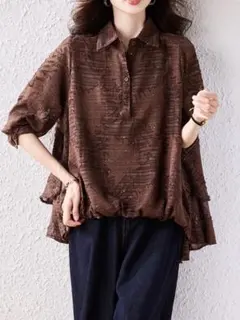 エレガント おしゃれ度高め ブラウス 大きいサイズ 着痩せ 気質満点 無地