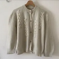 古着 ニット カーディガン ウール 編み込み