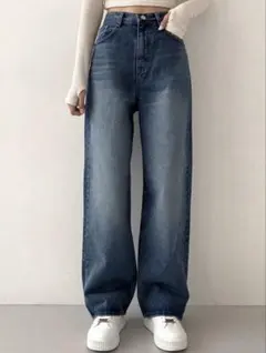 DAZY ハイウエスト ストレートデニムパンツ