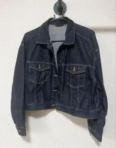 ダークデニム セットアップ クロップドジャケットとワイドパンツ