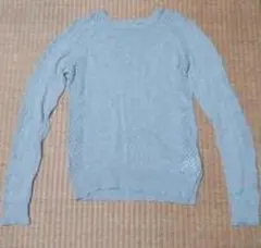 グレー メッシュ編み 長袖セーター