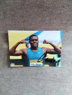 世界陸上　400mリレー金メダル　アメリカ代表コールマン直筆サイン入り写真